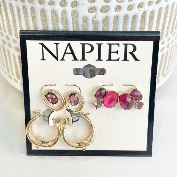 NWT Napier three pairs, pink, and gold earrings - Picture 1 of 5